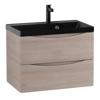 Тумба с раковиной BelBagno Marino 60 подвесная, rovere grigio, черная раковина