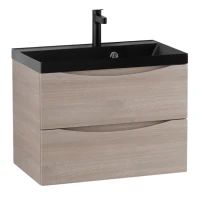 Тумба с раковиной BelBagno Marino 60 подвесная, rovere grigio, черная раковина