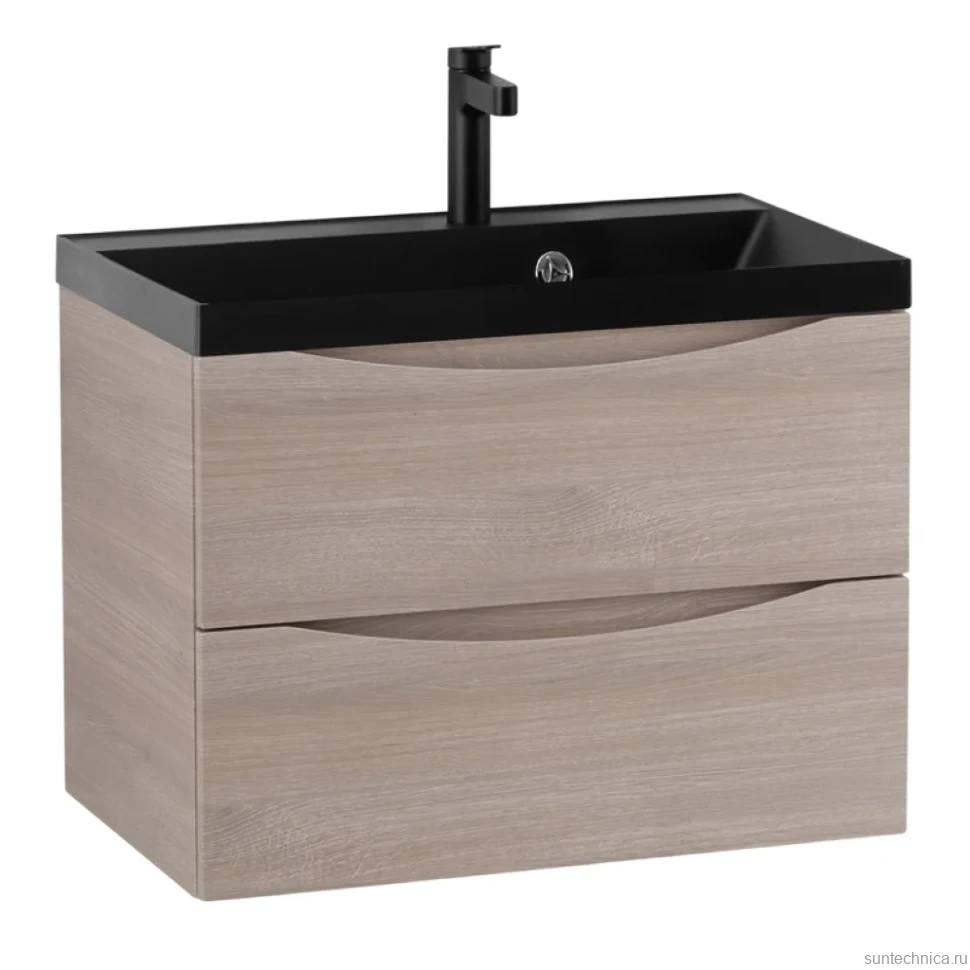 Тумба с раковиной BelBagno Marino 60 подвесная, rovere grigio, черная раковина