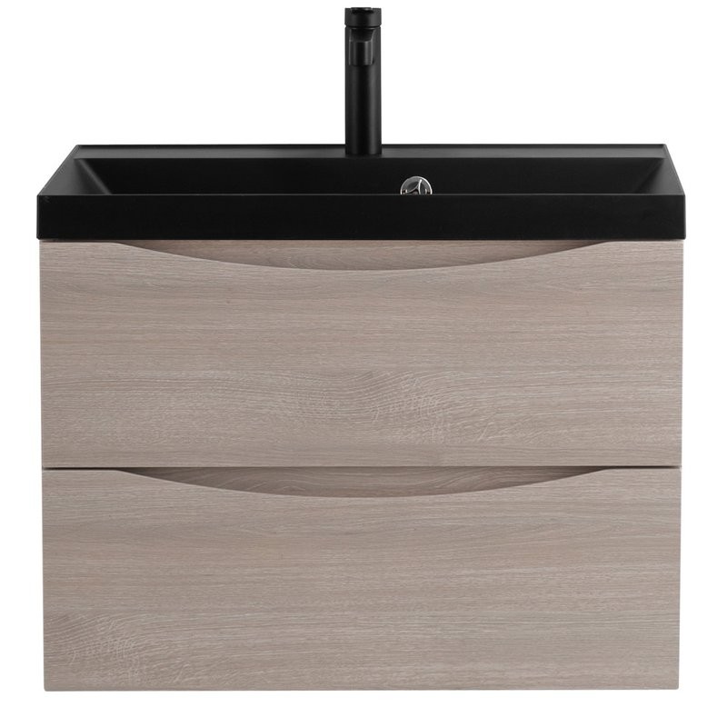 Тумба с раковиной BelBagno Marino 60 подвесная, rovere grigio, черная раковина