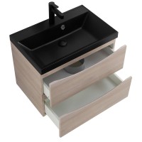 Тумба с раковиной BelBagno Marino 60 подвесная, rovere grigio, черная раковина