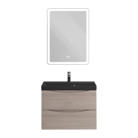 Тумба с раковиной BelBagno Marino 60 подвесная, rovere grigio, черная раковина