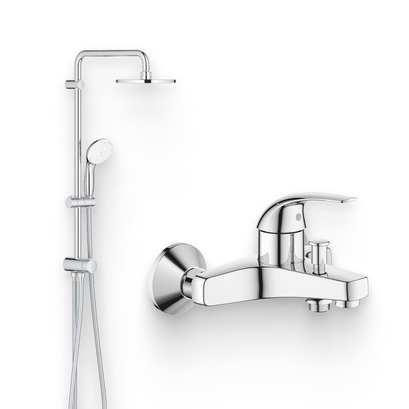 Душевой комплект Смеситель Grohe BauCurve 23599000 + Стойка New Tempesta 27389002