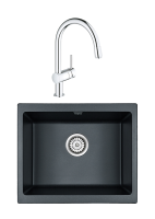 Комплект Мойка Paulmark Gera 60 PM205546-BLM черный металлик + Смеситель Grohe Minta 3291800E хром