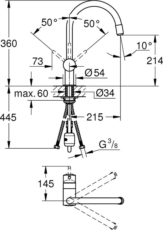 Комплект Мойка Paulmark Gera 60 PM205546-BLM черный металлик + Смеситель Grohe Minta 3291800E хром