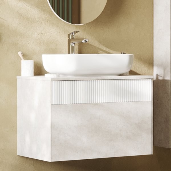 Тумба с раковиной AQUATON Марбл 80 слэйт, белая матовая, раковина 1WH501710