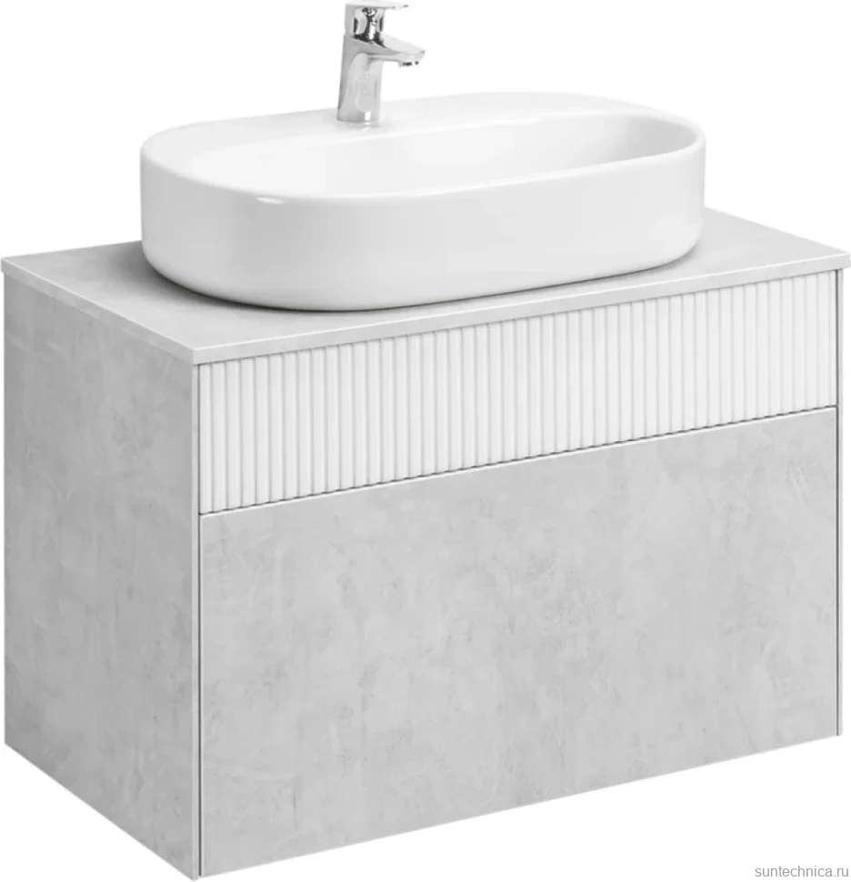 Тумба с раковиной AQUATON Марбл 80 слэйт, белая матовая, раковина 1WH501710