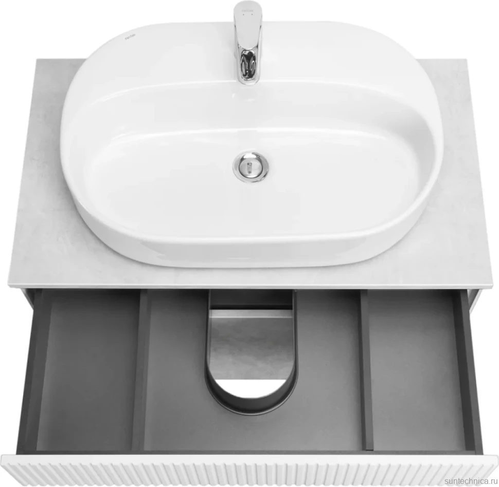 Тумба с раковиной AQUATON Марбл 80 слэйт, белая матовая, раковина 1WH501710