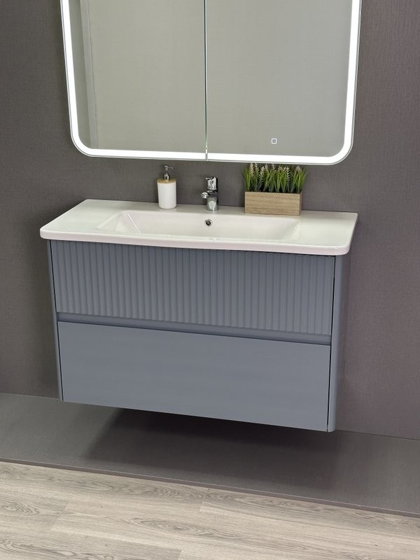 Тумба под раковину без столешницы Alavann Wave 105 подвесная, голубой деним