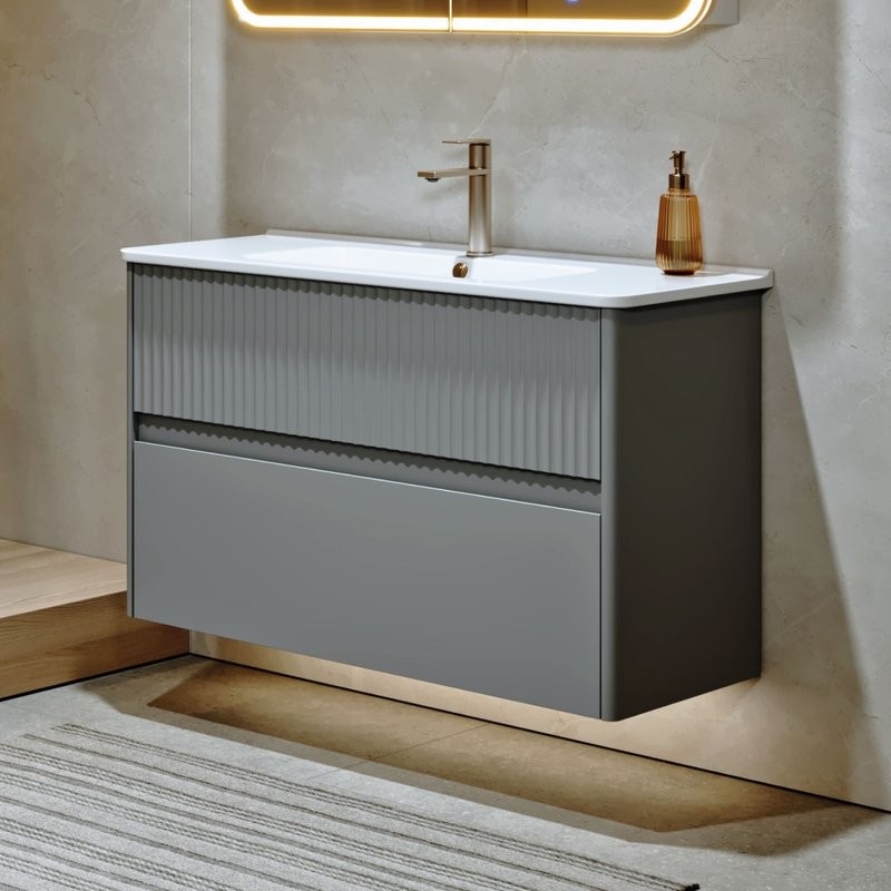 Тумба под раковину без столешницы Alavann Wave 105 подвесная, голубой деним