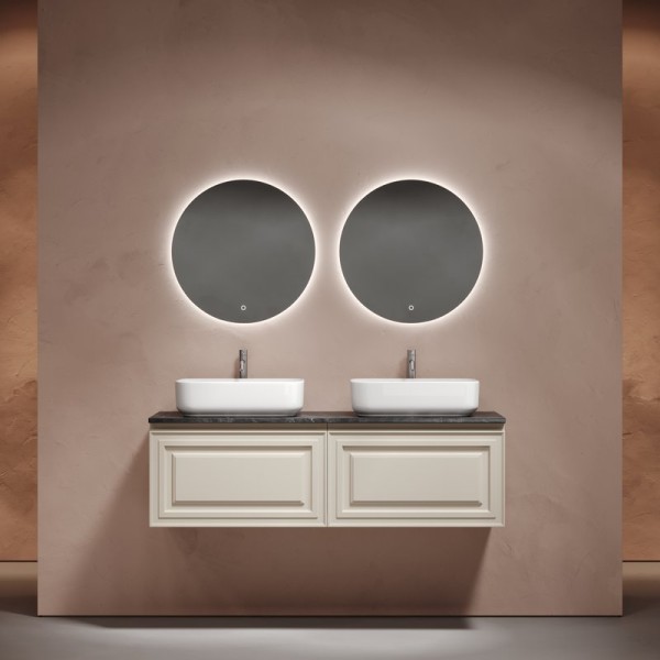 Мебель для ванной комнаты Sancos Very 160 beige soft, столешница черный мрамор TT160A1X, раковина CN5043