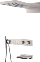 Душевой комплект Boheme Zodiac 133-2-NB термостат, С ВНУТРЕННЕЙ ЧАСТЬЮ, nikel brush