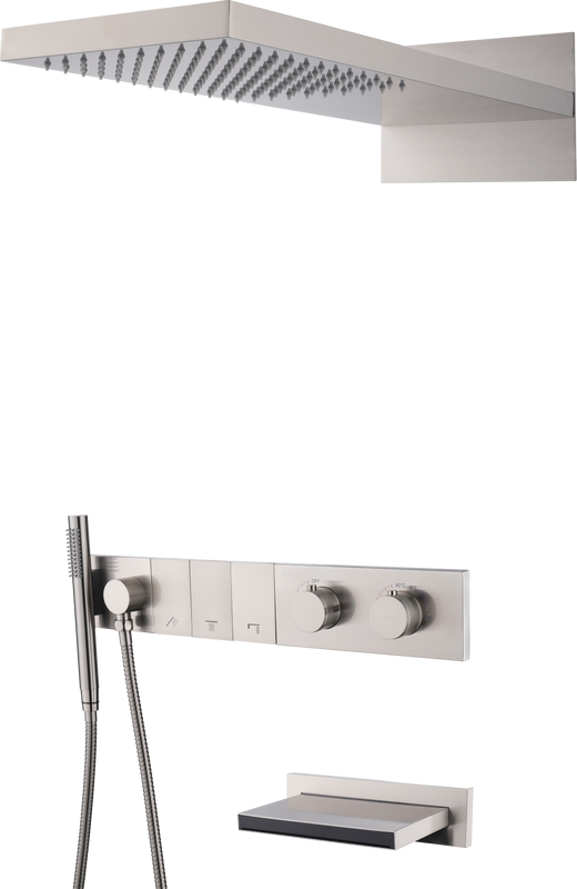 Душевой комплект Boheme Zodiac 133-2-NB термостат, С ВНУТРЕННЕЙ ЧАСТЬЮ, nikel brush