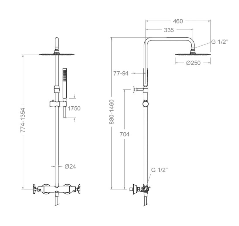 Душевая стойка Ramonsoler Adagio 915401RM250 хром, с термостатом