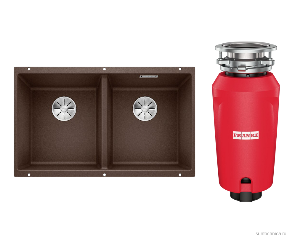 Комплект Мойка Blanco Subline 350/350-U кофе + Измельчитель Franke 134.0715.098
