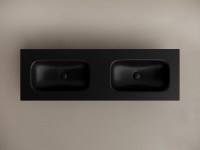 Мебельная раковина Ceramicanova Grace прямоугольная 141см с двумя чашами без отверстий под смеситель черный матовый CN7022MBwx