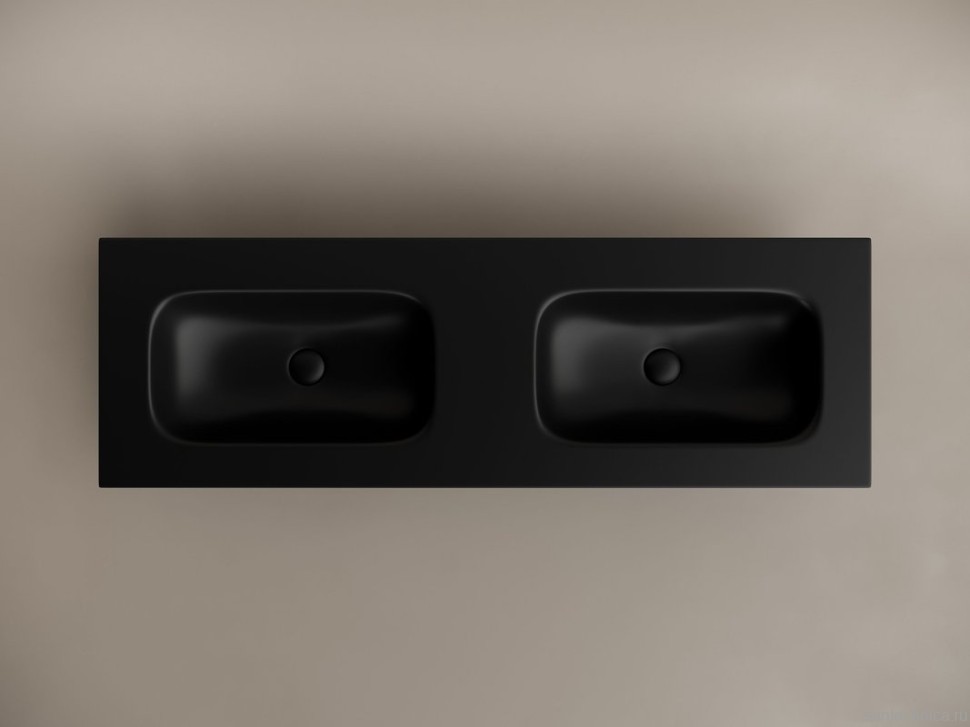 Мебельная раковина Ceramicanova Grace прямоугольная 141см с двумя чашами без отверстий под смеситель черный матовый CN7022MBwx