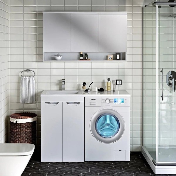 Мебель для ванной комнаты Runo Лира 60, R, под стиральную машину, раковина лайт