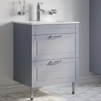 Тумба с раковиной IDDIS Oxford 60 напольная, светло-серая, раковина 0136000i28