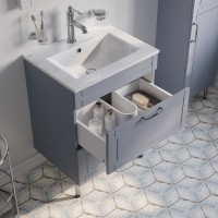 Тумба с раковиной IDDIS Oxford 60 напольная, светло-серая, раковина 0136000i28