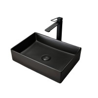 Накладная раковина GID Geometrico Bm1204 45 матовая черная, прямоугольная, фаянс