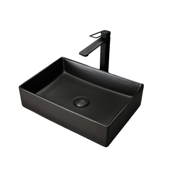 Накладная раковина GID Geometrico Bm1204 45 матовая черная, прямоугольная, фаянс