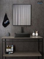 Накладная раковина GID Geometrico Bm1204 45 матовая черная, прямоугольная, фаянс