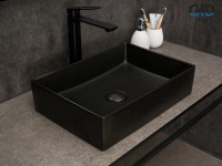Накладная раковина GID Geometrico Bm1204 45 матовая черная, прямоугольная, фаянс