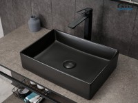 Накладная раковина GID Geometrico Bm1204 45 матовая черная, прямоугольная, фаянс