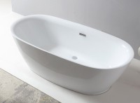 Акриловая ванна Abber AB9205 180x85 см, отдельностоящая, белая, овальная, с каркасом, со сливом-переливом