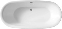 Акриловая ванна Abber AB9205 180x85 см, отдельностоящая, белая, овальная, с каркасом, со сливом-переливом