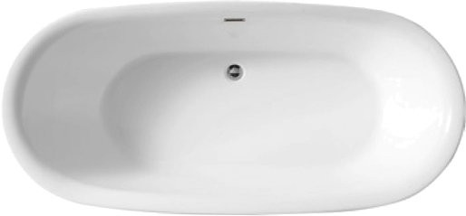 Акриловая ванна Abber AB9205 180x85 см, отдельностоящая, белая, овальная, с каркасом, со сливом-переливом