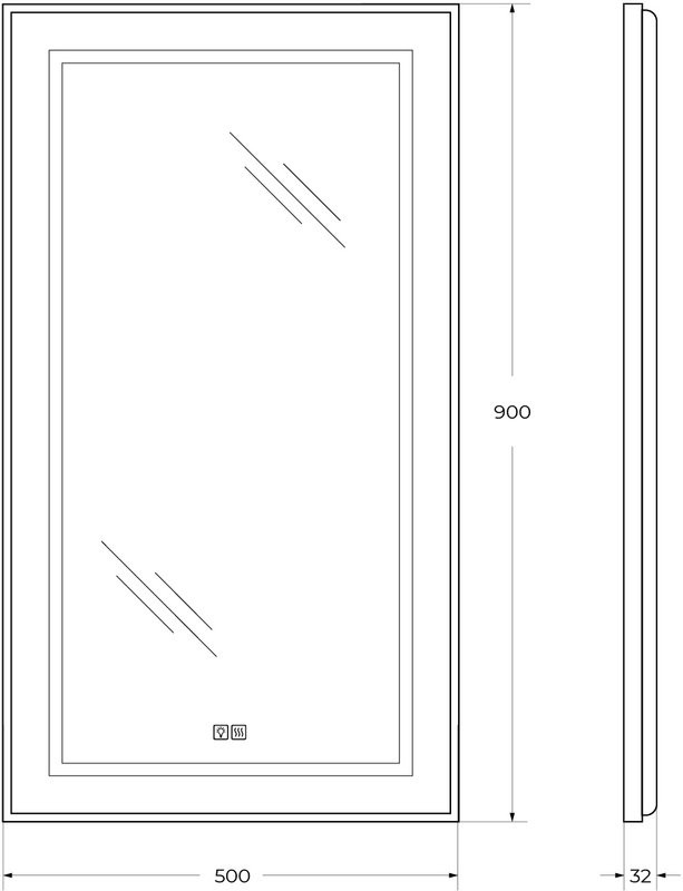 Зеркало BelBagno Kraft 90x50, с подсветкой, с подогревом, черный