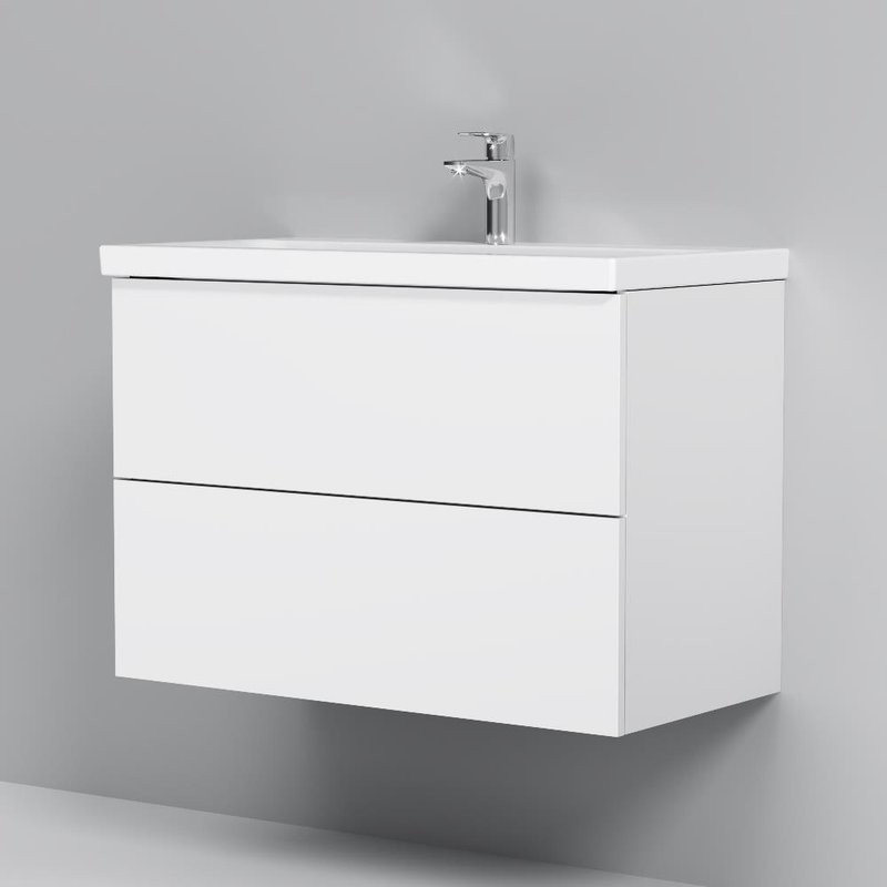 Тумба под раковину без столешницы AM.PM Gem 80 подвесная, 2 ящика, белый глянец
