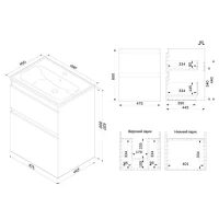 Тумба с раковиной AM.PM X-Joy 50 подвесная, 2 ящика, белый глянец
