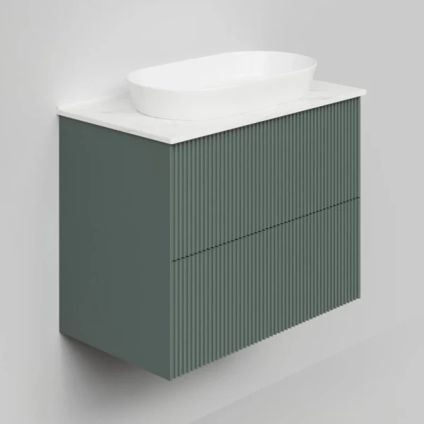 Тумба с раковиной La Fenice Terra Twin 80 подвесная, grigio, столешница белый мрамор, раковина белая матовая