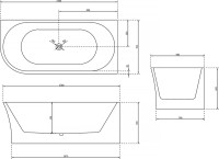 Акриловая ванна Abber AB9257-1.7 R 170x80 см, угловая, правая, пристенная, белая, асимметричная, с каркасом, со сливом-переливом