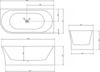 Акриловая ванна Abber AB9257-1.7 R 170x80 см, угловая, правая, пристенная, белая, асимметричная, с каркасом, со сливом-переливом