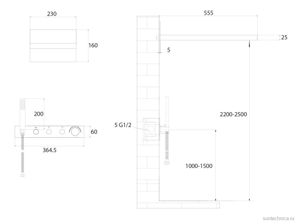 Душевой комплект Abber Rund AF8752 С ВНУТРЕННЕЙ ЧАСТЬЮ, хром