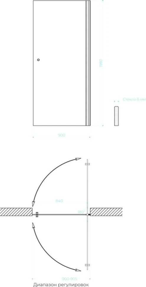 Душевая дверь в нишу Maybahglass MGD-814-2 90 см, профиль бронза, стекло сатин