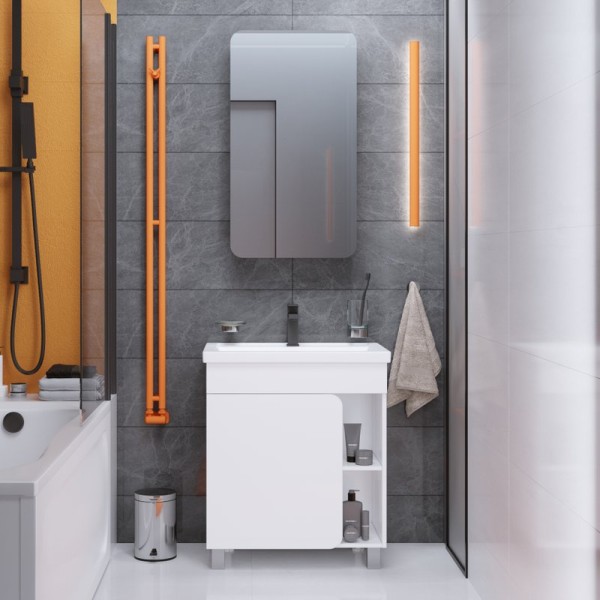 Мебель для ванной комнаты 1MarKa Nuvo 70Н напольная, белый глянец