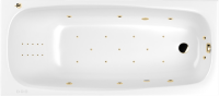 Акриловая ванна WHITECROSS Layla Ultra Nano 170x75 см, встраиваемая, с гидромассажем, белый глянец, с каркасом, со сливом-переливом, фурнитура золото