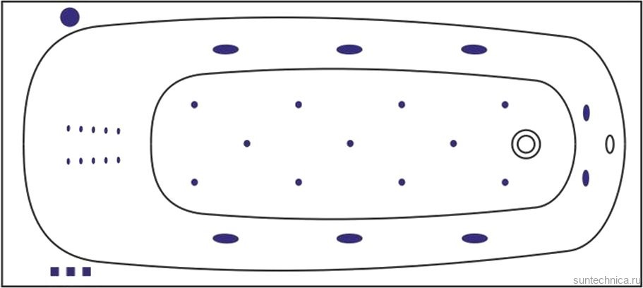 Акриловая ванна WHITECROSS Layla Ultra Nano 170x75 см, встраиваемая, с гидромассажем, белый глянец, с каркасом, со сливом-переливом, фурнитура золото