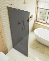 Душевая перегородка Maybahglass MGD-682-3у 109 см, профиль золото, стекло графит матовое