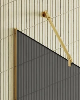 Душевая перегородка Maybahglass MGD-682-3у 109 см, профиль золото, стекло графит матовое