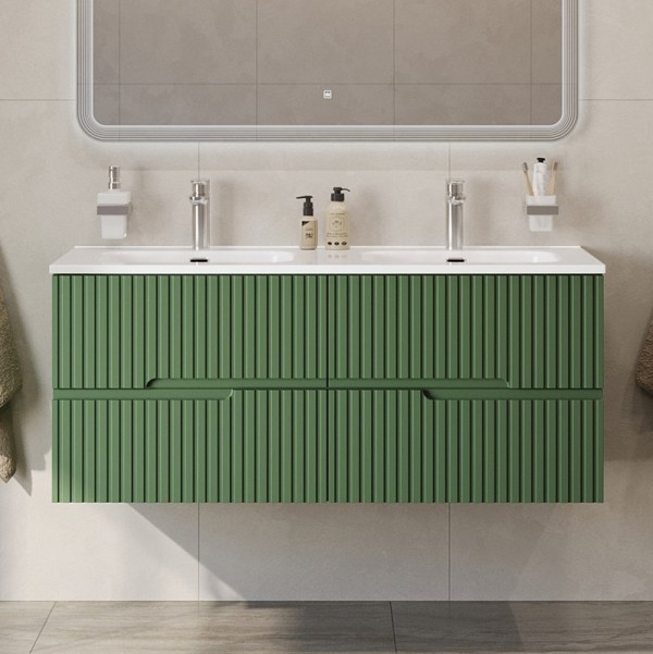 Тумба с раковиной Cezares Duet 120 фисташковый софт, раковина Cezares CZR-8095-120-2 двойная