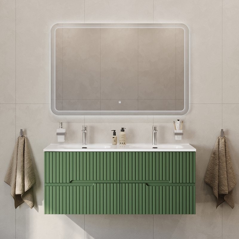 Тумба с раковиной Cezares Duet 120 фисташковый софт, раковина Cezares CZR-8095-120-2 двойная