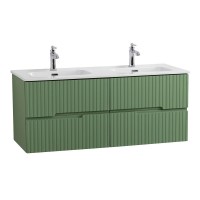 Тумба с раковиной Cezares Duet 120 фисташковый софт, раковина Cezares CZR-8095-120-2 двойная