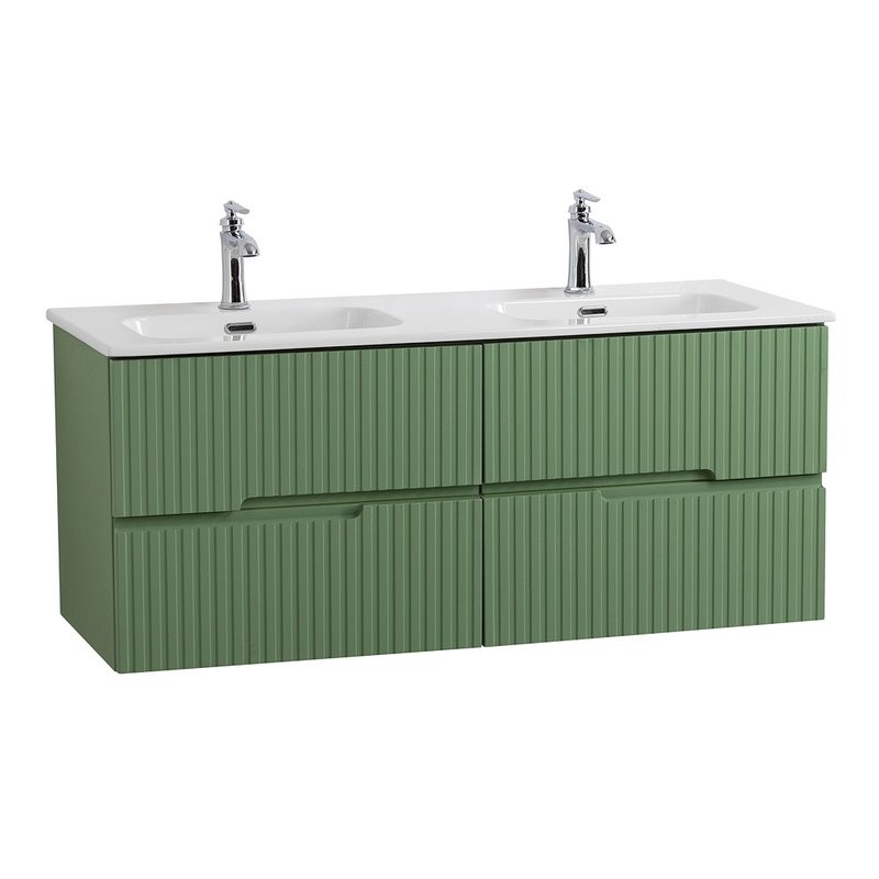Тумба с раковиной Cezares Duet 120 фисташковый софт, раковина Cezares CZR-8095-120-2 двойная