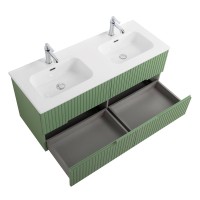 Тумба с раковиной Cezares Duet 120 фисташковый софт, раковина Cezares CZR-8095-120-2 двойная